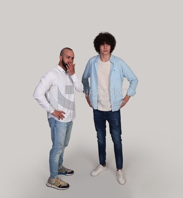 two friends standing and talking together