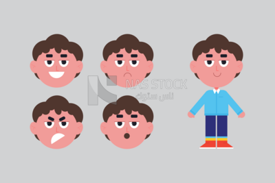 Boy character with different reactions