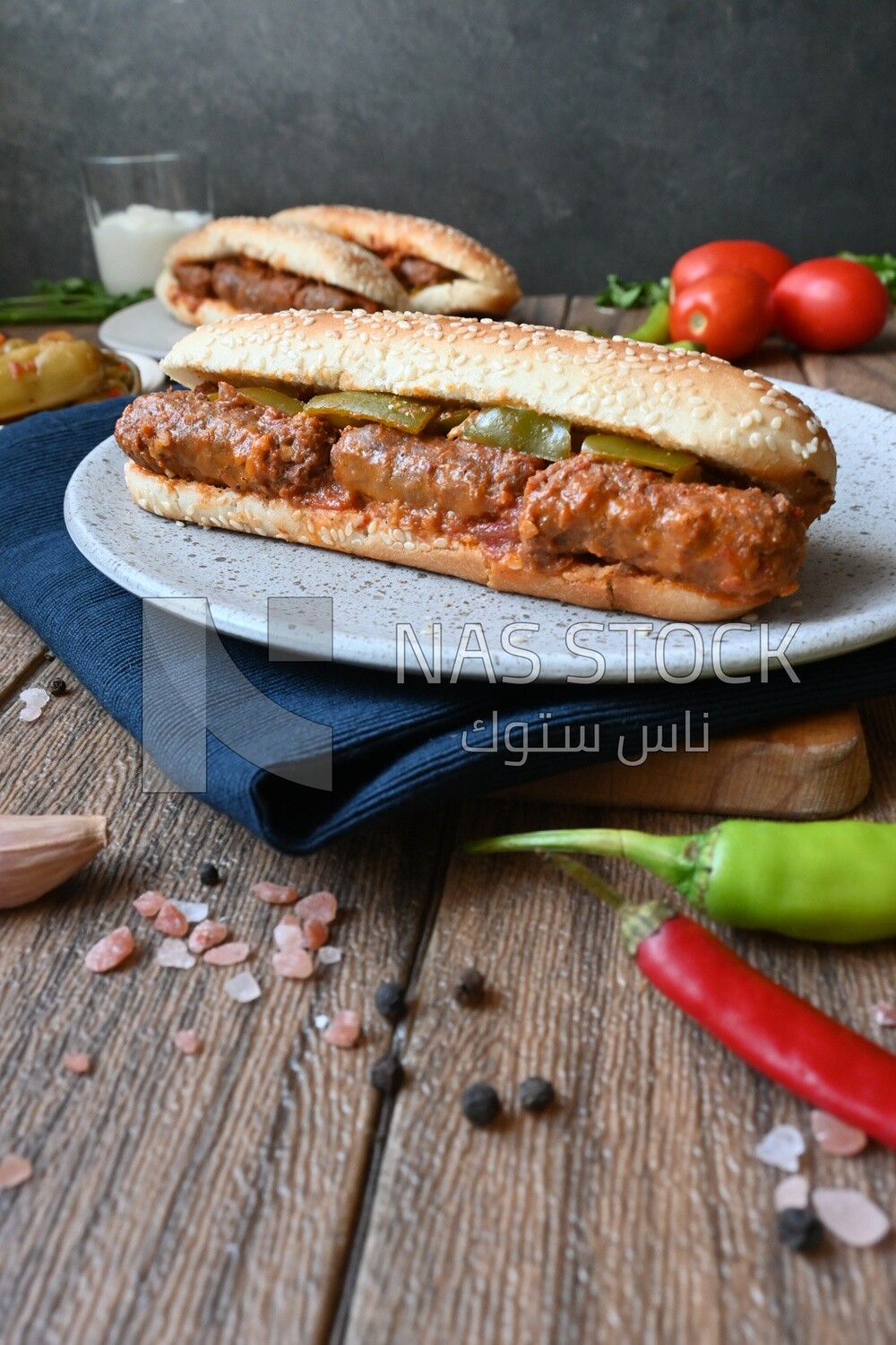 Delicious sausage sandwiches, delicious fast food meals, Arabic restaurants, delicious food recipes, delicious food, sausage sandwich