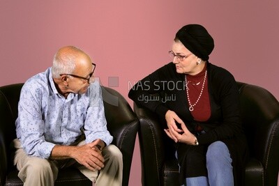 Old couple talking together