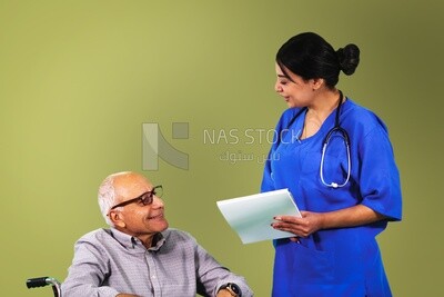 Nurse helps an old man