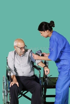 Nurse helps an old man