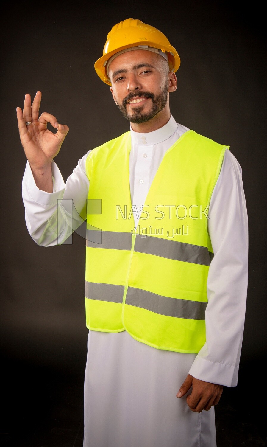 A gulf engineer man on a black background