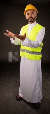 A gulf engineer man on a black background