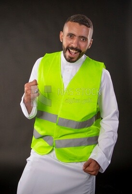 A gulf engineer man on a black background