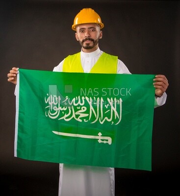 A gulf engineer man on a black background