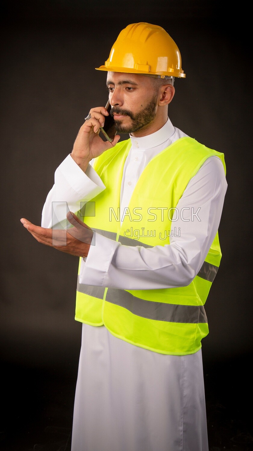 A gulf engineer man on a black background