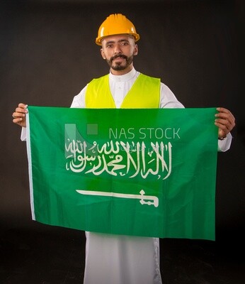 A gulf engineer man on a black background