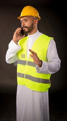 A gulf engineer man on a black background