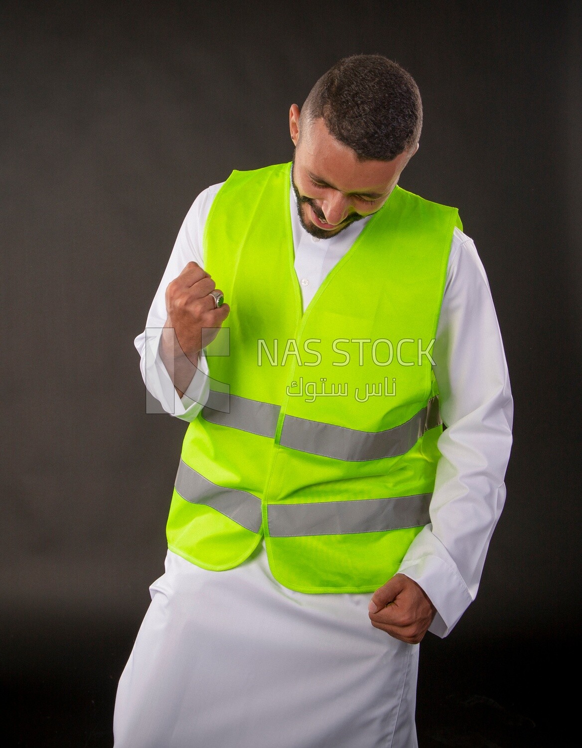 A gulf engineer man on a black background