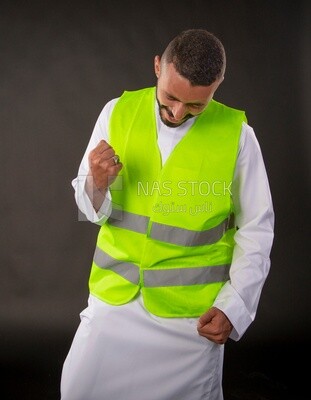 A gulf engineer man on a black background