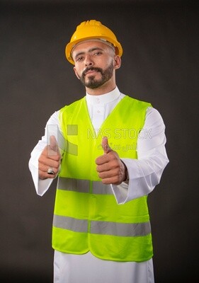 A gulf engineer man on a black background