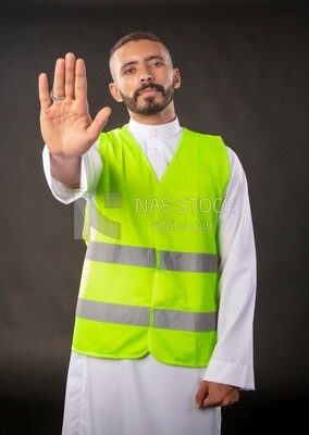 A gulf engineer man on a black background