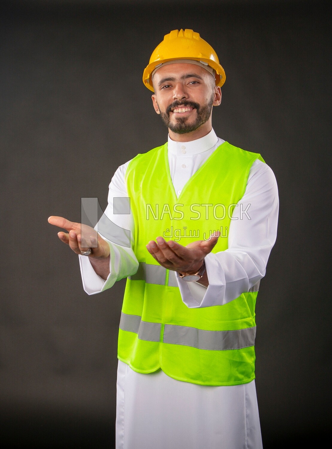 A gulf engineer man on a black background