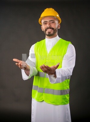 A gulf engineer man on a black background