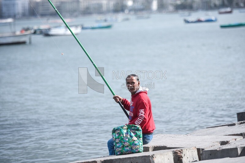 Man fishing fish