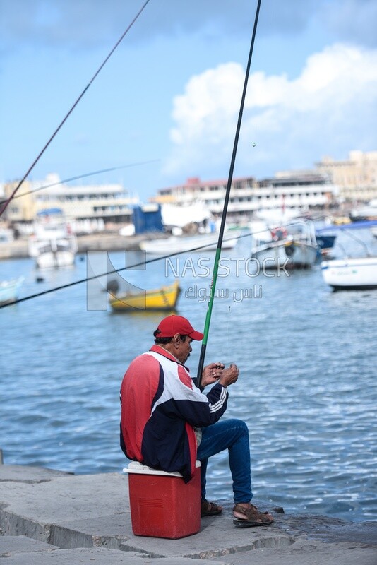 Man fishing fish