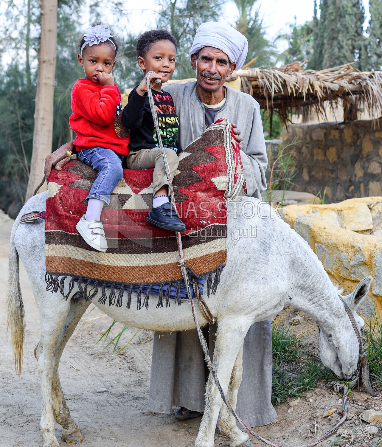 Boy and girl on horse