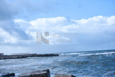 Waves hitting rocks