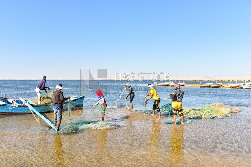 Group of Egyptian fishermen