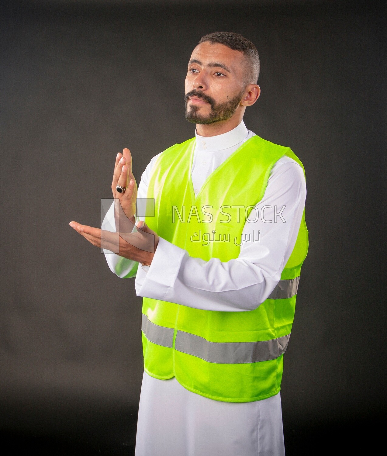 A gulf engineer man on a black background