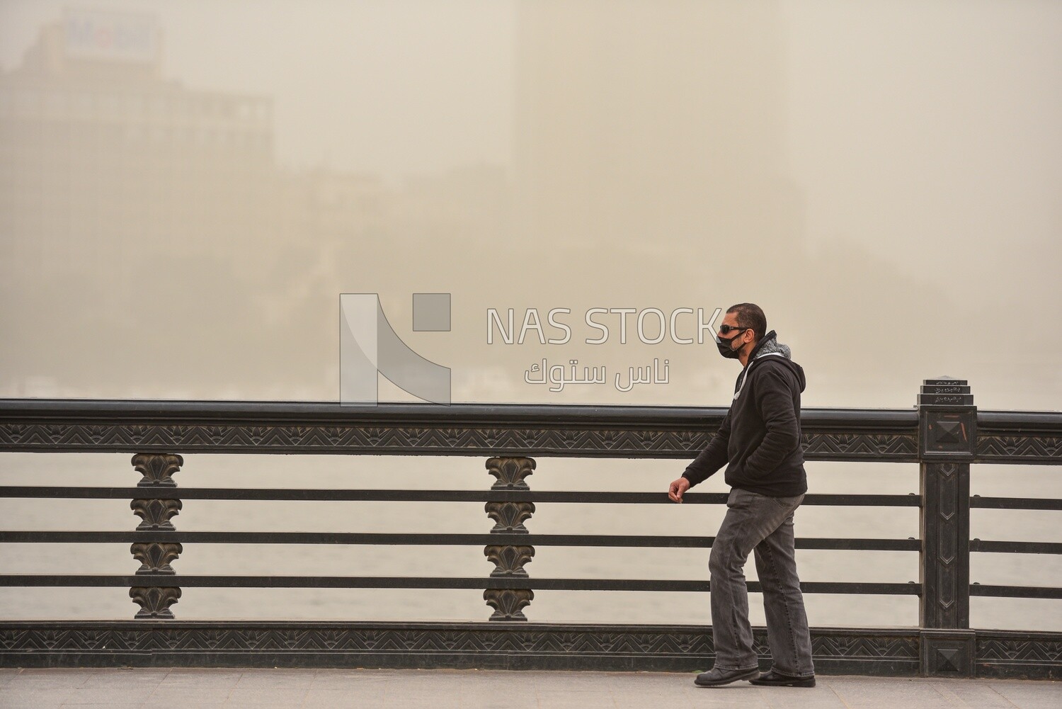 Man wears a muzzle