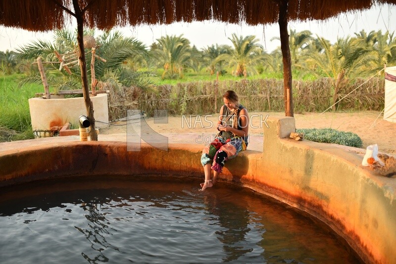 Tourist relaxing in one of the camping areas in Egypt