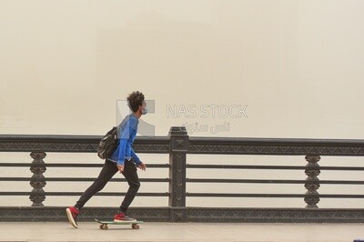 Young boy skating