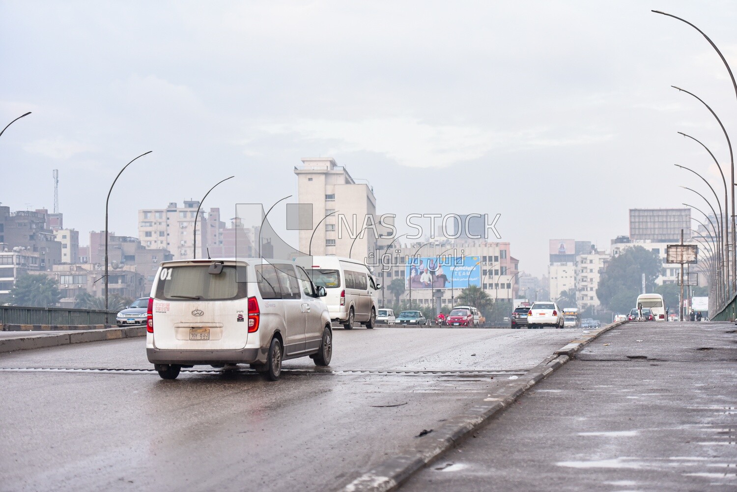 Cars passing by Abbas Bridge in Giza, Egypt
