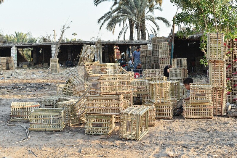 Group of food cages made of wicker