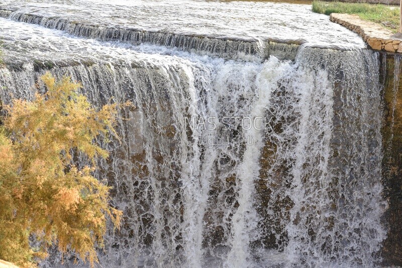 Flowing waters of Wadi El Rayan Falls in Fayoum, Egypt
