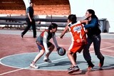 Close up photo of girls playing volleyball, sports, playing, team