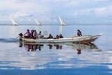 Group of men aboard a boat, fishing, work, summer