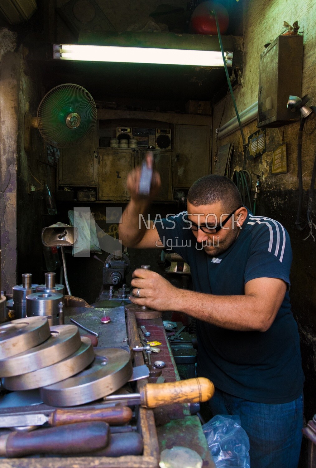 Man working in a workshop, workshop, activities