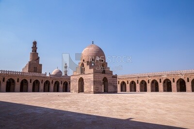 The minaret and the ablution fountain, in the Ibn Tulun Mosque