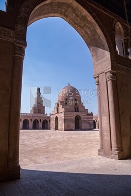 The minaret and the ablution fountain, in the Ibn Tulun Mosque