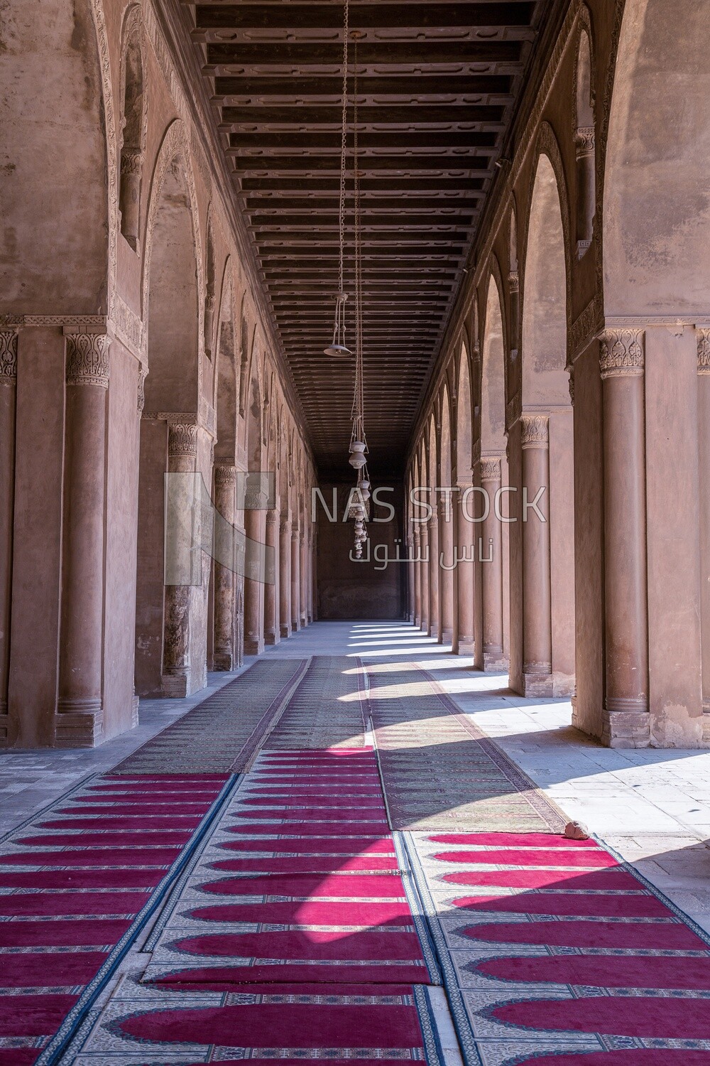 Interior view of the Ibn Tulun Mosque built in the Abbasid era