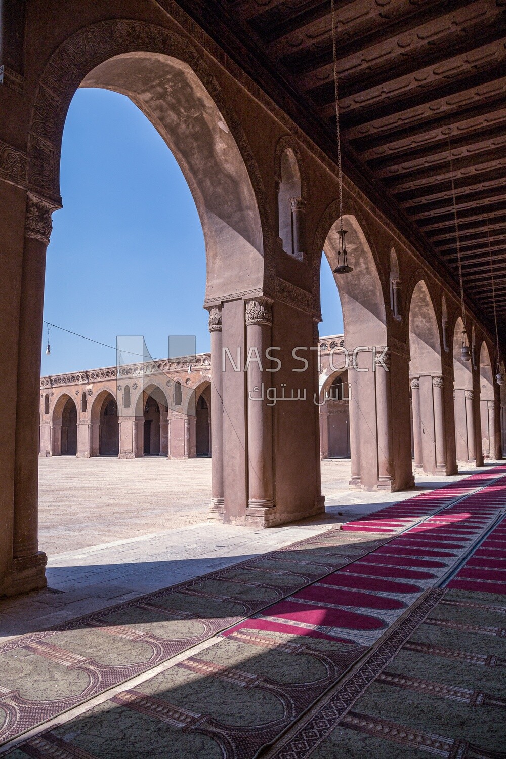 Interior view of the Ibn Tulun Mosque built in the Abbasid era