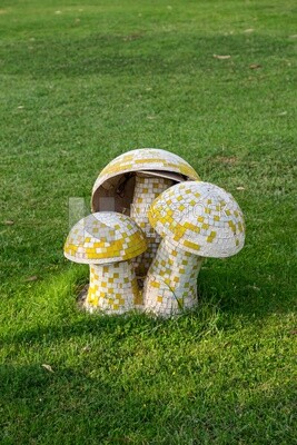 Mushrooms made of ceramic mosaic