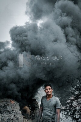 Beautiful scene of a craftsman making pottery, with a pottery oven behind him