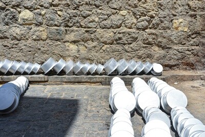 Group of pots made of aluminium