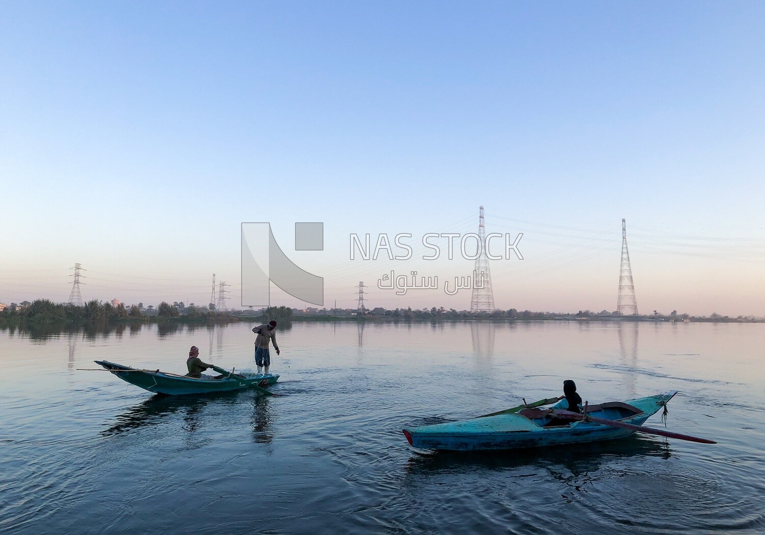 A scene of fishing boats in the Nile River