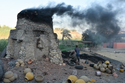 Oven of which those mud pots are put in to gain their strength