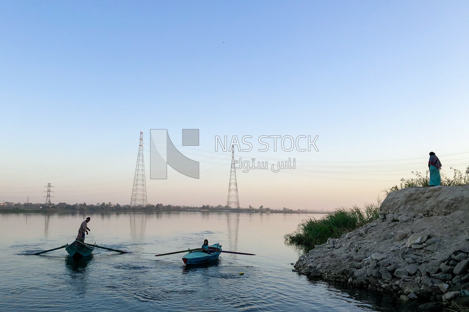 A scene of fishing boats in the Nile River