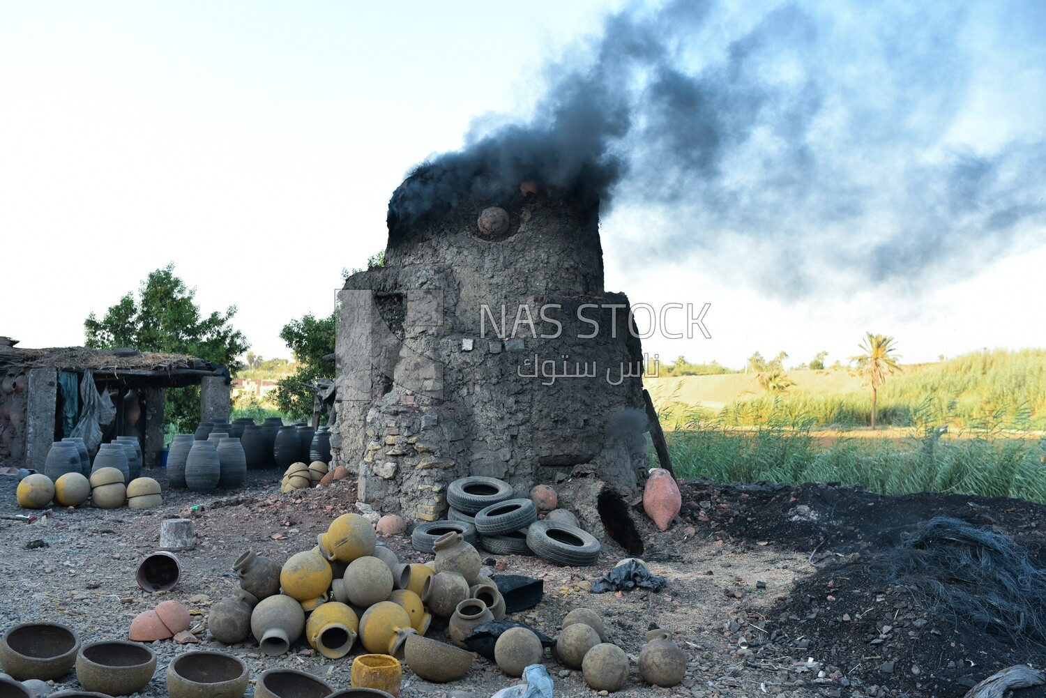 Oven of which those mud pots are put in to gain their strength