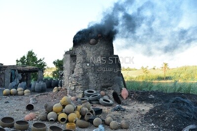 Oven of which those mud pots are put in to gain their strength