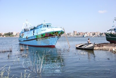 Nile boat moored in the Nile River