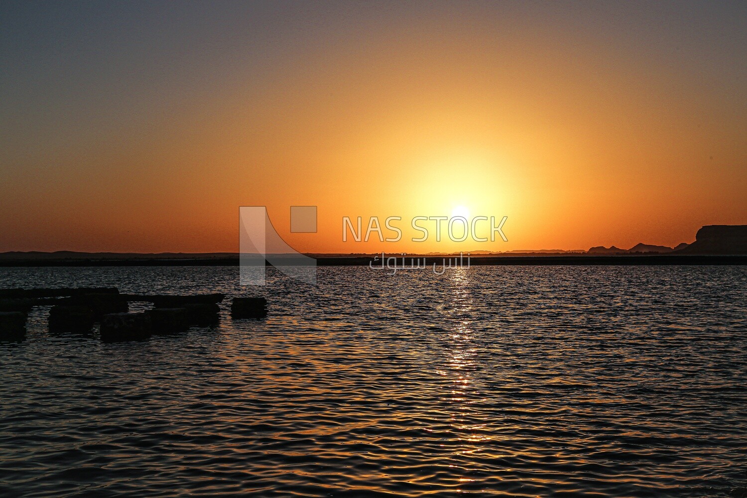 A natural view of the sunset over Siwa Oasis, Egypt