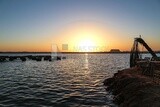 A natural view of the sunset over Siwa Oasis, Egypt