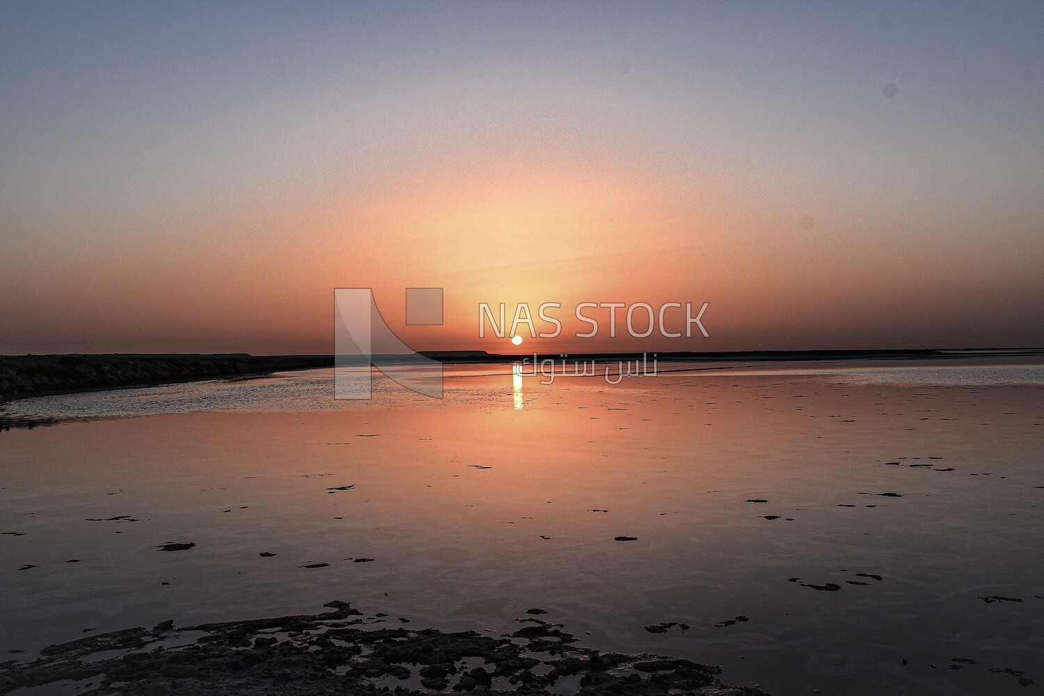 Landscape of sunset over one of the lakes of Siwa Oasis, Egypt